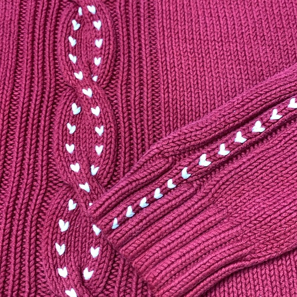 Northern Reflections 60% Cotton 40% Acrylic Turtleneck Sweater Red w Hearts - Picture 8 of 8